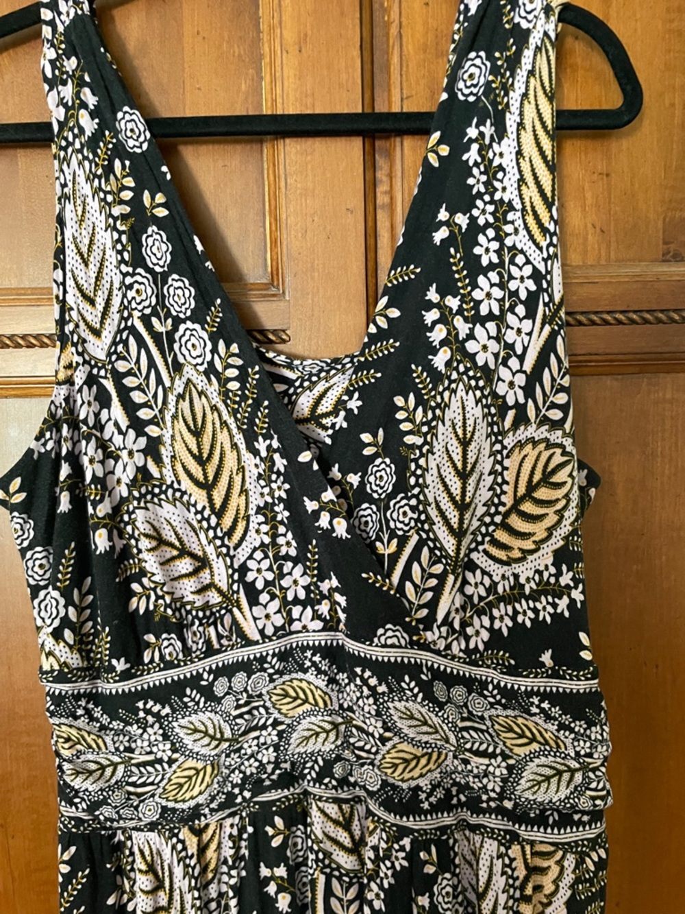 Maeve Anthropologie Black Floral Print Maxi Dress - Sleeveless V-Neck - Picture 2 of 3